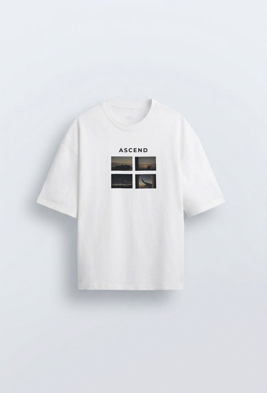 Front view of WRHAUS white oversized heavyweight t-shirt with a structured boxy fit, premium streetwear