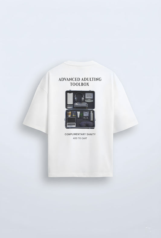 Advanced Adulting Toolbox Graphic Tee White